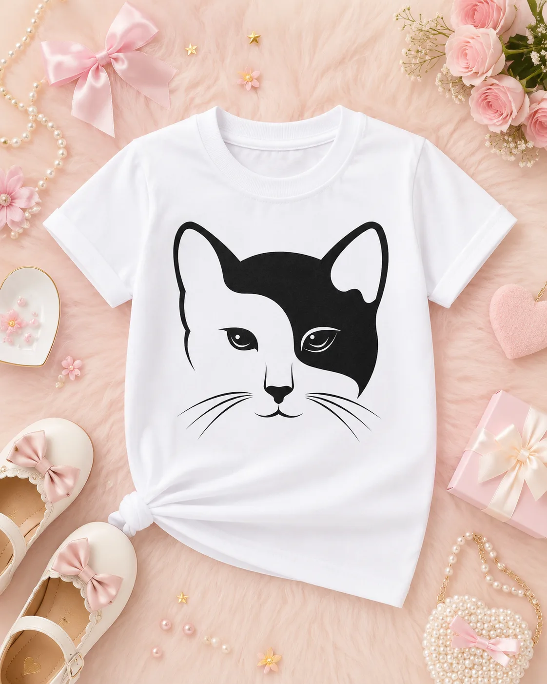 Blusa Infantil Gatita Bicolor